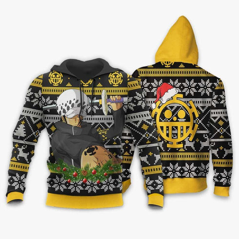 Divesart - Trafalgar Law Ugly Christmas Sweater and Hoodie Custom One Piece Anime Xmas Gifts